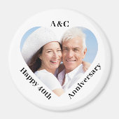 Aimant 40 Mariage Anniversaire Couple Keepsaké Heart Phot (Devant)