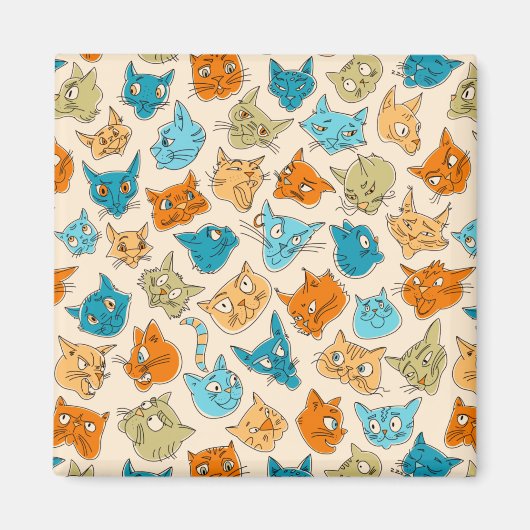 Aimant 40 visages de chat et une queue (Devant)