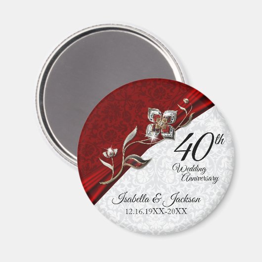 Aimant 40e anniversaire de la florale de Ruby Mariage Kee (Recto/Verso)