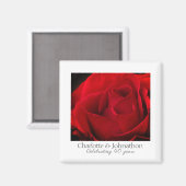 Aimant 40e anniversaire de la rose rouge traditionnelle (Recto/Verso)