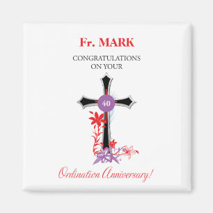 Aimant 40e anniversaire de l'Ordination du prêtre Croix n