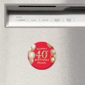 Aimant 40e Anniversaire des Ballons Rouge et Or (In Situ (Lave-vaisselle))