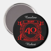 Aimant 40e anniversaire du mariage ruby crest (Recto/Verso)
