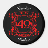 Aimant 40e anniversaire du mariage ruby crest (Devant)