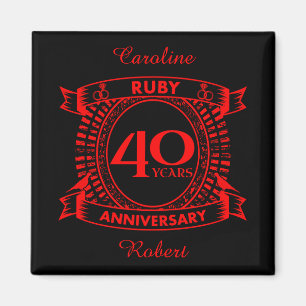 Aimant 40e anniversaire du mariage ruby crest