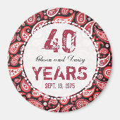 Aimant 40e anniversaire du Mariage Ruby Motif Paisley (Devant)