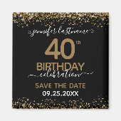 Aimant 40e anniversaire Enregistrer l'aimant de la date (Devant)