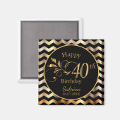 Aimant 40e anniversaire - Gold et Black Chevron (Recto/Verso)