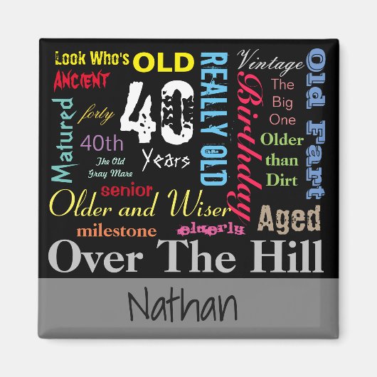 Aimant 40e anniversaire heureux en style Graffiti (Devant)