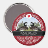 Aimant 40e anniversaire Mariage personnalisé, Oies (Recto/Verso)