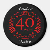 Aimant 40e ANNIVERSAIRE Mariage RUBY (Devant)