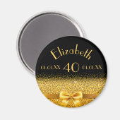 Aimant 40e anniversaire noir or élégant arc (Recto/Verso)