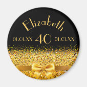 Aimant 40e anniversaire noir or élégant arc (Devant)