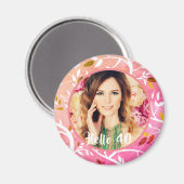 Aimant 40e anniversaire rose motif floral photo (Recto/Verso)