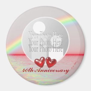 Aimant 40e anniversaire Ruby Hearts for Photo