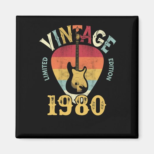 Aimant 42 ans 1980 Onglet de guitare 42e anniversaire Gui (Devant)