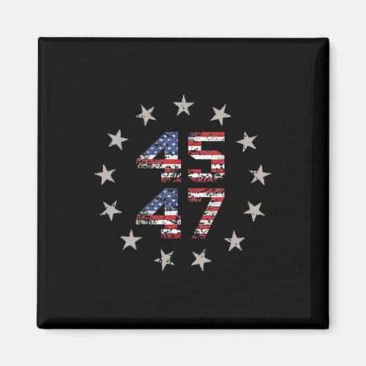 Aimant 45 47 Trump 2024 Drapeau américain (à l'arrière) 1 (Devant)