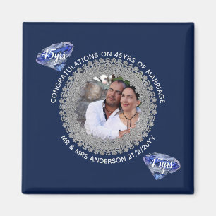 Aimant 45e anniversaire du Mariage - AJOUTER PHOTO Sapphi