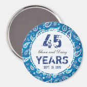 Aimant 45e anniversaire du Mariage Sapphire Motif Paisley (Recto/Verso)
