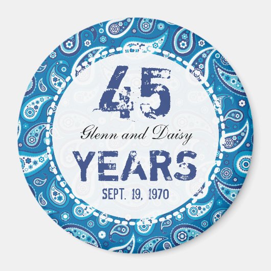 Aimant 45e anniversaire du Mariage Sapphire Motif Paisley (Devant)