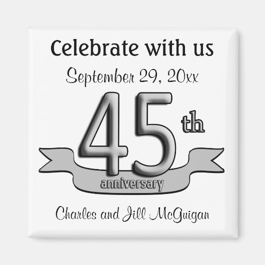 Aimant 45e anniversaire Enregistrer la date Favoris de la (Devant)