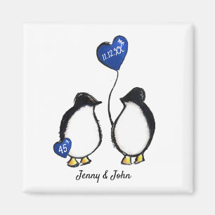 Aimant 45e saphir mariage anniversaire manchot cadeau de