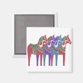 Aimant 4 Chevaux de Dala scandinaves (Recto/Verso)