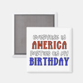 Aimant 4 juillet Anniversaire drôle (Recto/Verso)