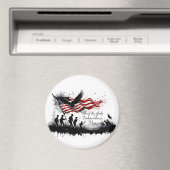 Aimant 4 juillet art patriotique avec drapeau et soldats (In Situ (Lave-vaisselle))