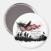 Aimant 4 juillet art patriotique avec drapeau et soldats (Recto/Verso)