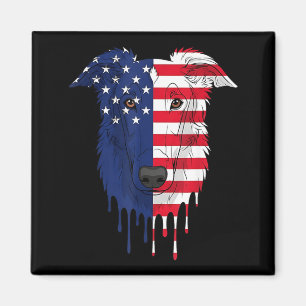 Aimant 4 juillet Borzoi chien drapeau américain patriotiq