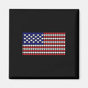 Aimant 4 juillet Coeur de chemise Nous Drapeau Américain