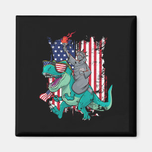 Aimant 4 Juillet Drôle Statue De La Liberté Riding Dino
