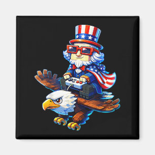 Aimant 4 juillet Fête du jeu vidéo patriotique Oncle Sam