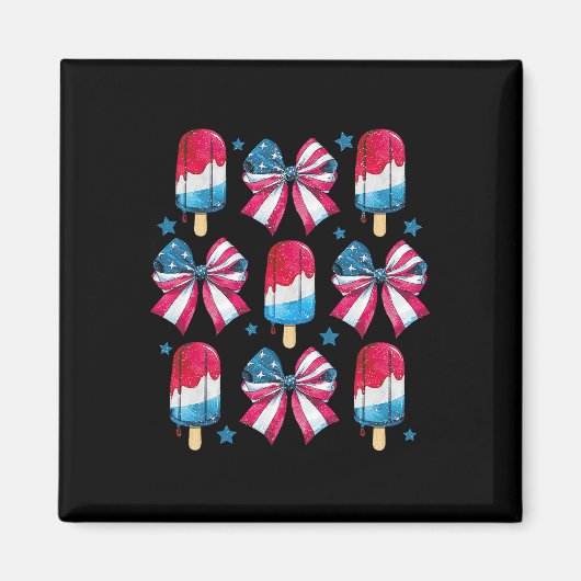 Aimant 4 juillet mignon Popsicle Bows Patriotique Femmes  (Devant)