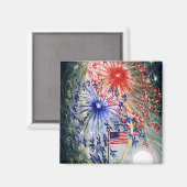 Aimant 4 juillet, numéro 1, peinture d'art (Recto/Verso)