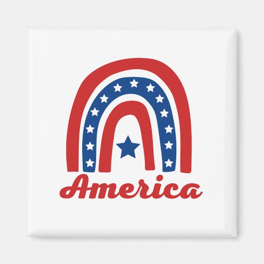 Aimant 4 juillet Rainbow américaine (Devant)