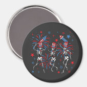 Aimant 4 juillet Skeletons Cercle (Recto/Verso)