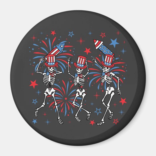 Aimant 4 juillet Skeletons Cercle (Devant)