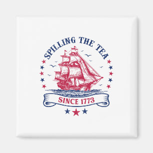 Aimant 4 Juillet Spilling The Tea 1773 Drôle Amérique