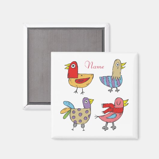 Aimant 4 Oiseaux amusants Thunder_Cove (Recto/Verso)