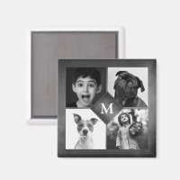 4 Photos de famille Collage Monogramme Tableau noi