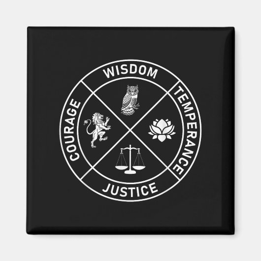 Aimant 4 Vertus stoïques Sagesse Tempérance Justice Coura (Devant)