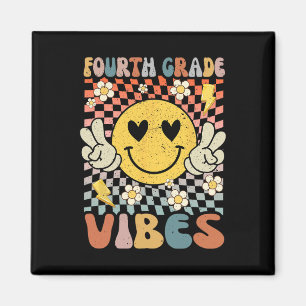 Aimant 4e année Vibes 4e année Retro Enseignant 1er jour