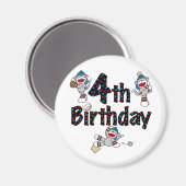 Aimant 4e anniversaire de baseball de singe de soq (Recto/Verso)