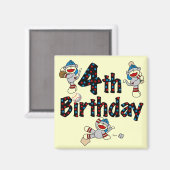 Aimant 4e anniversaire de baseball de singe de soq (Recto/Verso)