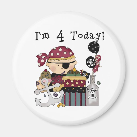 Aimant 4e anniversaire Pirate Tshirts et cadeaux (Devant)