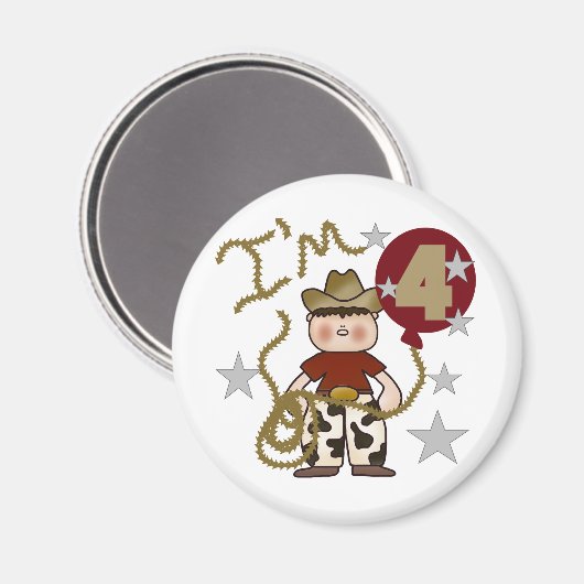 Aimant 4e Cowboy Tshirts et cadeaux d'anniversaire (Recto/Verso)