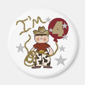 Aimant 4e Cowboy Tshirts et cadeaux d'anniversaire (Devant)