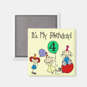 Aimant 4e Stick Kids Party Anniversaire Tshirts et cadeau (Recto/Verso)